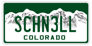 SCHN3LL  license plate in CO
