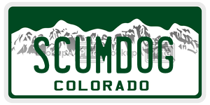 SCUMDOG  license plate in CO