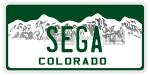 SEGA  license plate in CO