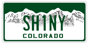 SH1NY  license plate in CO