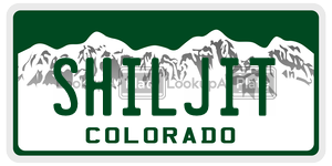 SHILJIT license plate in Colorado