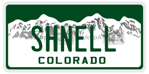 SHNELL license plate in Colorado