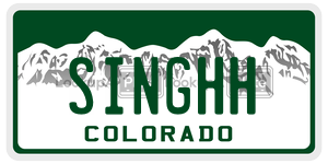SINGHH  license plate in CO