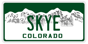SKYE license plate in Colorado