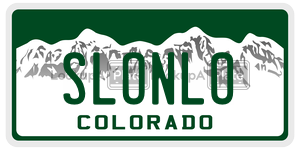 SLONLO license plate in Colorado