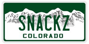 SNACKZ  license plate in CO