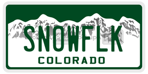 SNOWFLK  license plate in CO