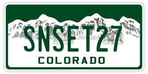 SNSET27  license plate in CO