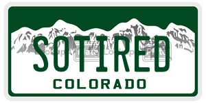 SOTIRED  license plate in CO