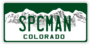 SPCMAN license plate in Colorado