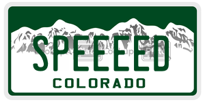 SPEEEED  license plate in CO
