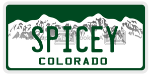SPICEY license plate in Colorado