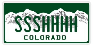 SSSHHHH license plate in Colorado
