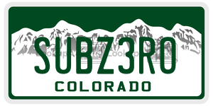 SUBZ3RO  license plate in CO