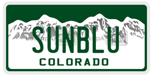 SUNBLU  license plate in CO