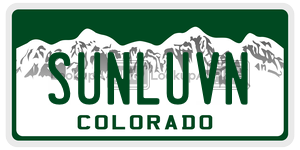 SUNLUVN  license plate in CO