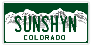 SUNSHYN  license plate in CO