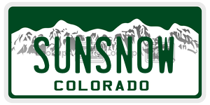 SUNSNOW  license plate in CO