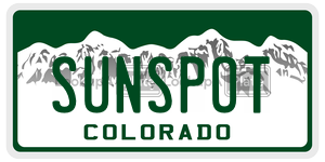 SUNSPOT  license plate in CO