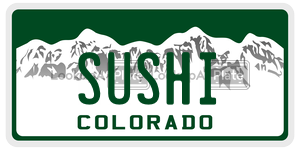 SUSHI license plate in Colorado