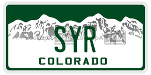 SYR  license plate in CO