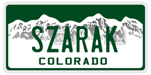 SZARAK license plate in Colorado