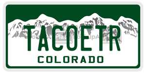 TACOETR  license plate in CO