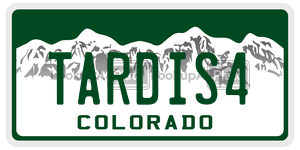 TARDIS4 license plate in Colorado