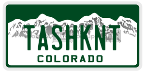 TASHKNT  license plate in CO