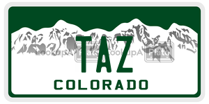 TAZ  license plate in CO