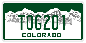 TOG201  license plate in CO