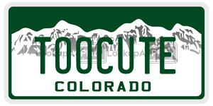 TOOCUTE  license plate in CO