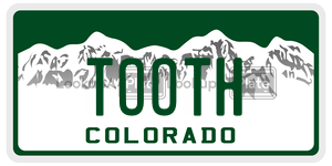 TOOTH  license plate in CO