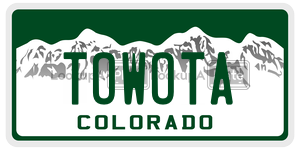 TOWOTA license plate in Colorado