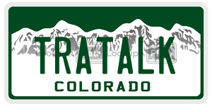 TRATALK license plate in Colorado