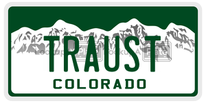 TRAUST license plate in Colorado