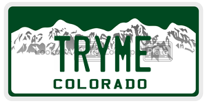 TRYME license plate in Colorado