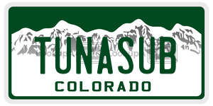 TUNASUB  license plate in CO