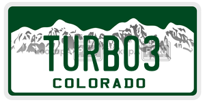 TURBO3 license plate in Colorado