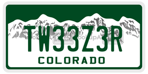 TW33Z3R license plate in Colorado