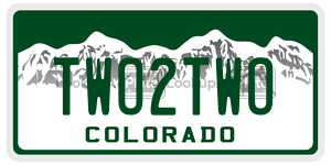TWO2TWO  license plate in CO