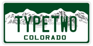 TYPETWO  license plate in CO