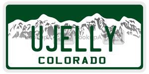 UJELLY license plate in Colorado