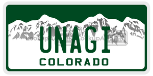 UNAGI license plate in Colorado