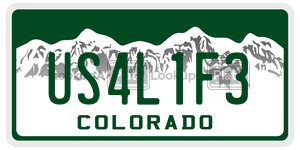 US4L1F3  license plate in CO