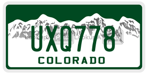 UXQ778 license plate in Colorado