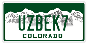 UZBEK7  license plate in CO
