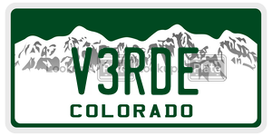 V3RDE license plate in Colorado