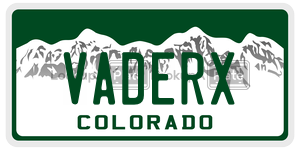 VADERX  license plate in CO