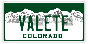 VALETE  license plate in CO